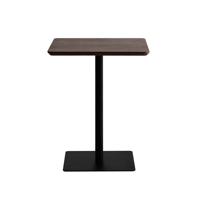 Metal Industrial Square Dining Table Solid Wood Top Indoor Table with Pedestal Base