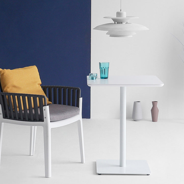 Metal Industrial Square Dining Table Solid Wood Top Indoor Table with Pedestal Base