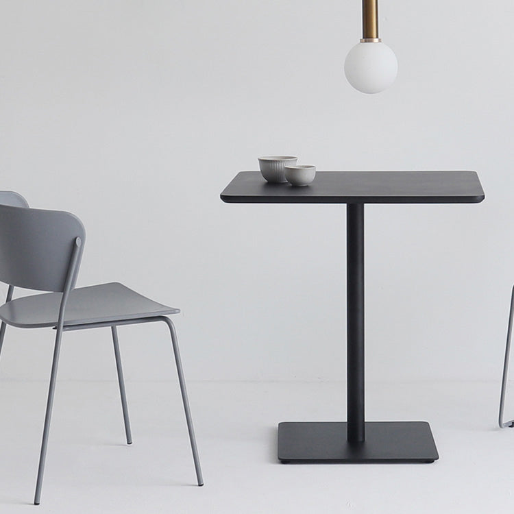 Metal Industrial Square Dining Table Solid Wood Top Indoor Table with Pedestal Base