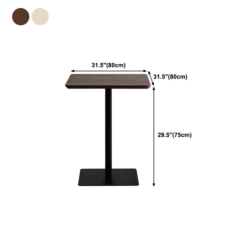 Metal Industrial Square Dining Table Solid Wood Top Indoor Table with Pedestal Base