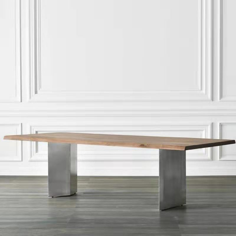 Table de salle à manger Glam de forme rectangulaire, double guéridon avec bois massif