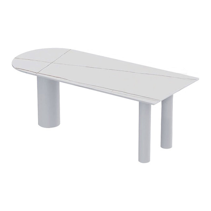 Mesa de comedor blanca contemporánea de metal mesa de piedra sinterizada para comedor