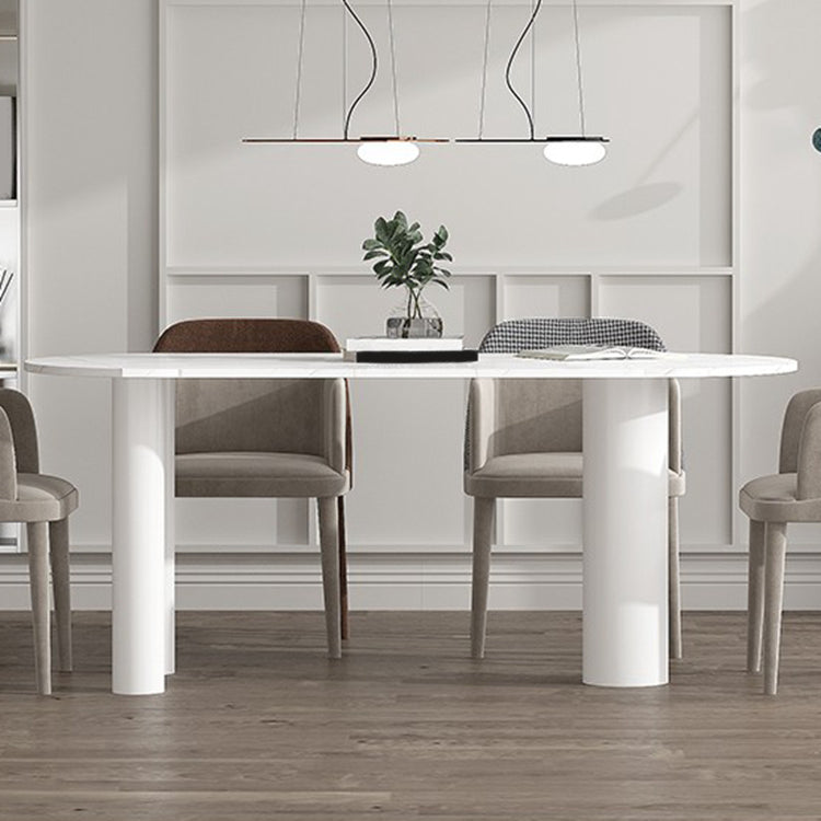 Mesa de comedor blanca contemporánea de metal mesa de piedra sinterizada para comedor