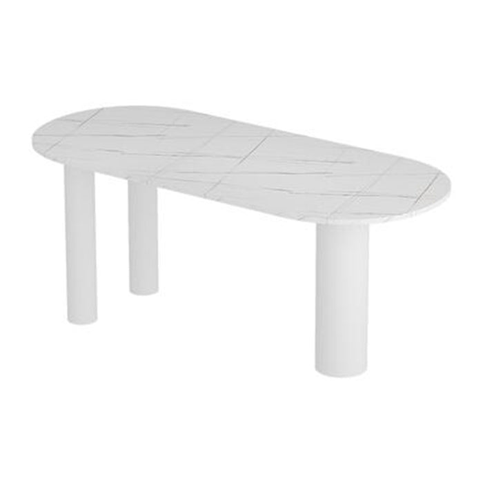 Mesa de comedor blanca contemporánea de metal mesa de piedra sinterizada para comedor