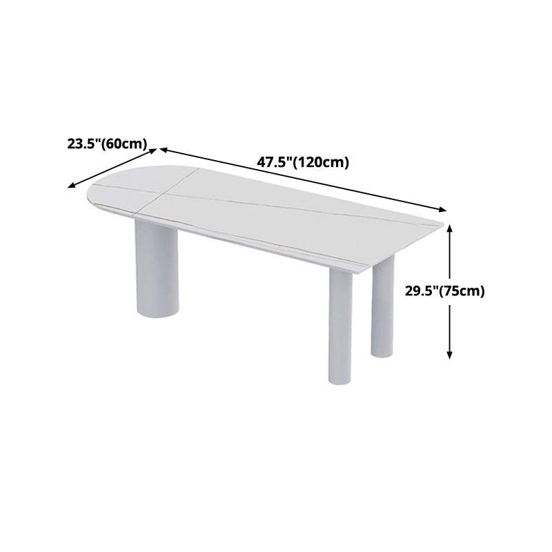 Mesa de comedor blanca contemporánea de metal mesa de piedra sinterizada para comedor