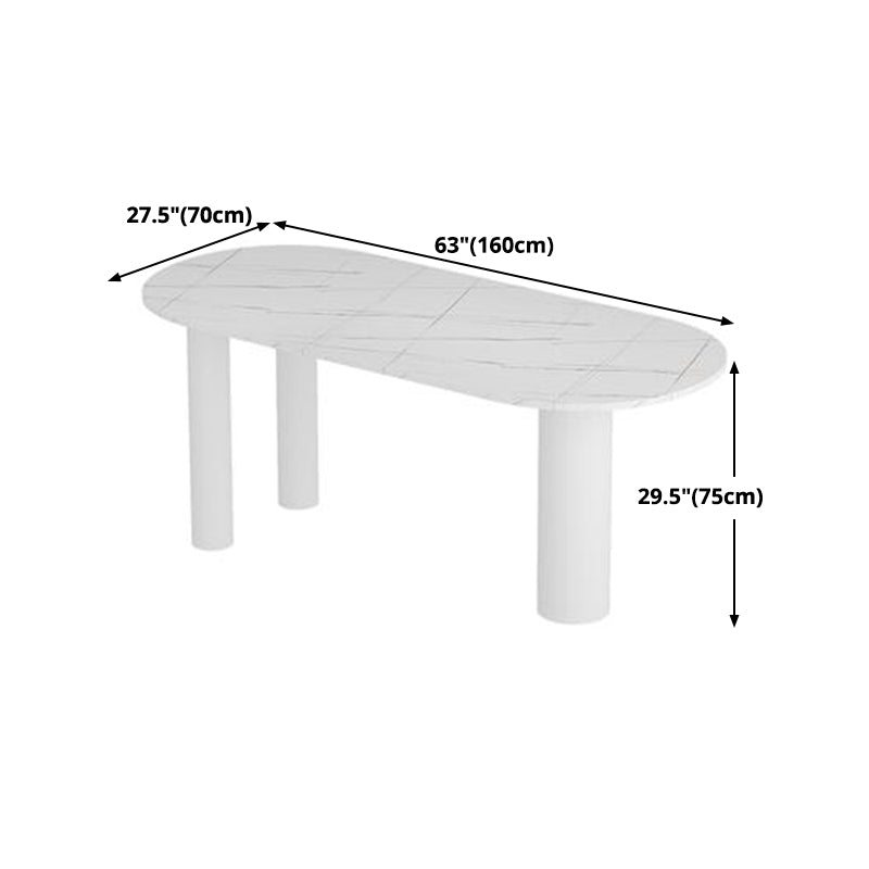 Mesa de comedor blanca contemporánea de metal mesa de piedra sinterizada para comedor