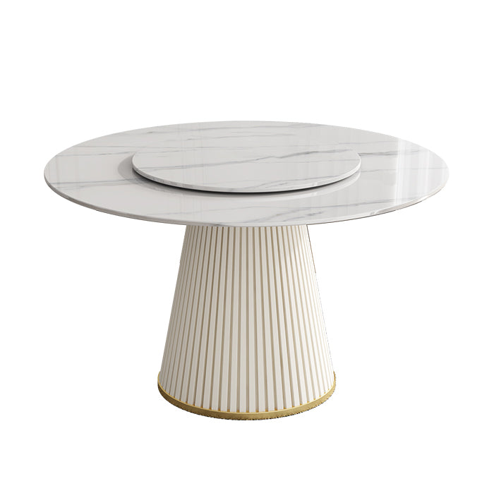Modern Style Dining Table Round White Sintered Stone Dining Table for Home Use