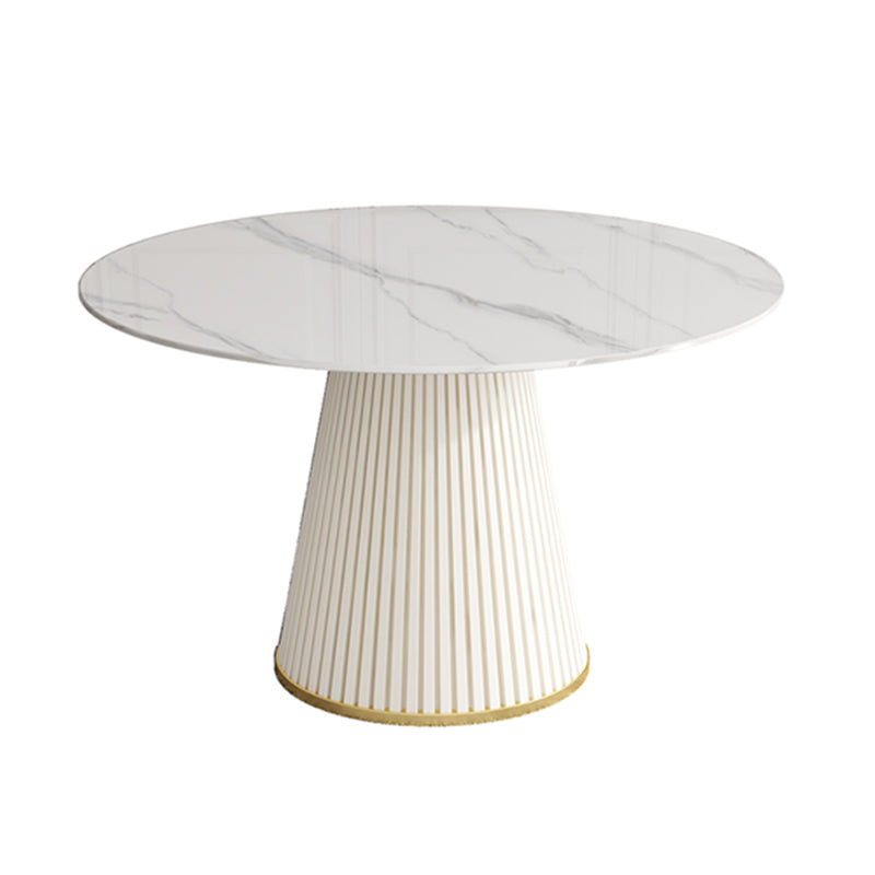 Modern Style Dining Table Round White Sintered Stone Dining Table for Home Use