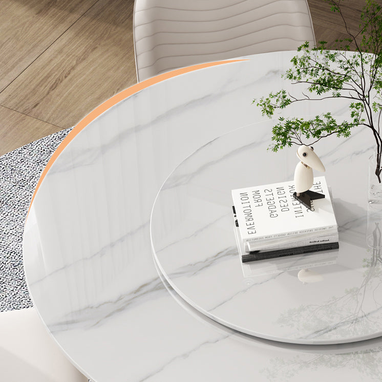 Modern Style Dining Table Round White Sintered Stone Dining Table for Home Use