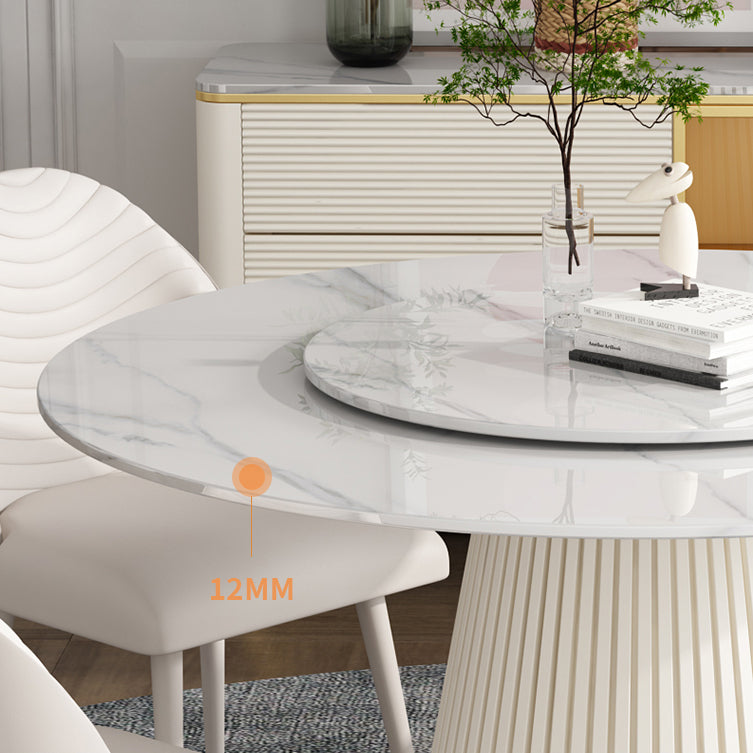 Modern Style Dining Table Round White Sintered Stone Dining Table for Home Use