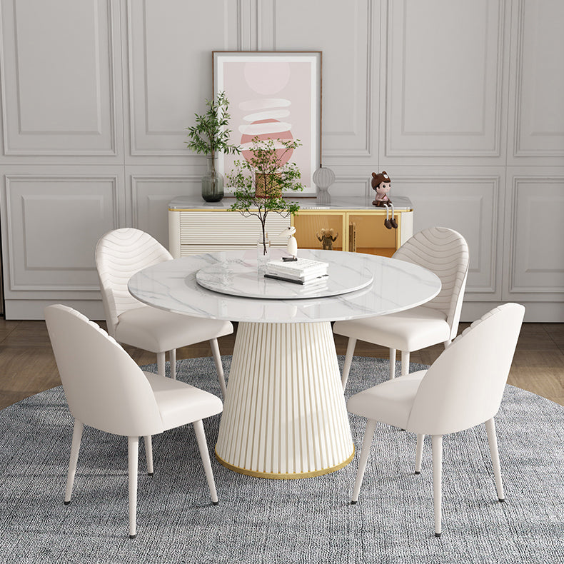 Modern Style Dining Table Round White Sintered Stone Dining Table for Home Use