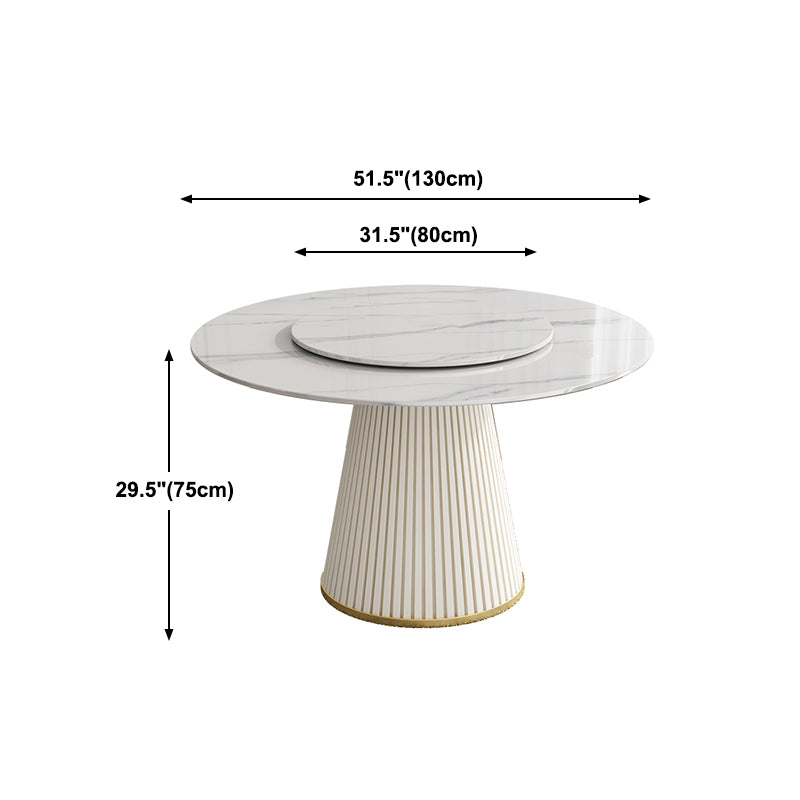 Modern Style Dining Table Round White Sintered Stone Dining Table for Home Use
