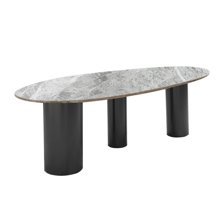 Mesa de comedor de piedra sinterizada de lujo con 3 patas para restaurante