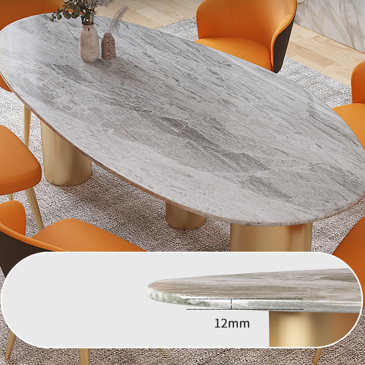 Mesa de comedor de piedra sinterizada de lujo con 3 patas para restaurante
