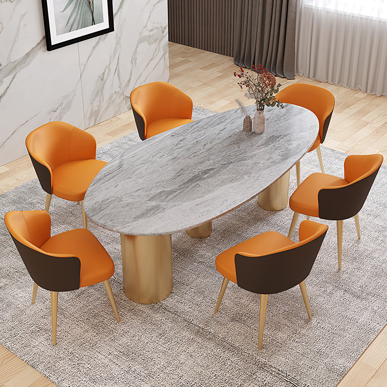 Mesa de comedor de piedra sinterizada de lujo con 3 patas para restaurante