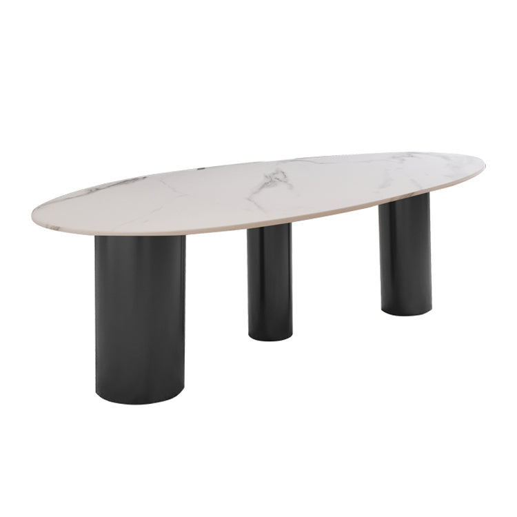 Mesa de comedor de piedra sinterizada de lujo con 3 patas para restaurante