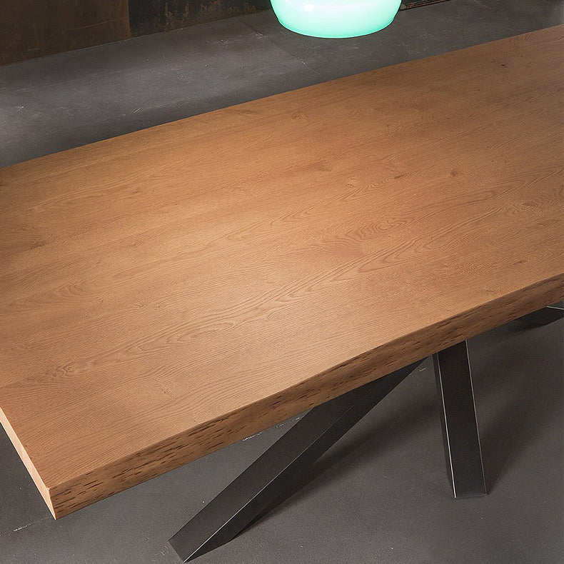 Mesa de comedor de forma rectangular Mesa de madera maciza de lujo con base de pedestal