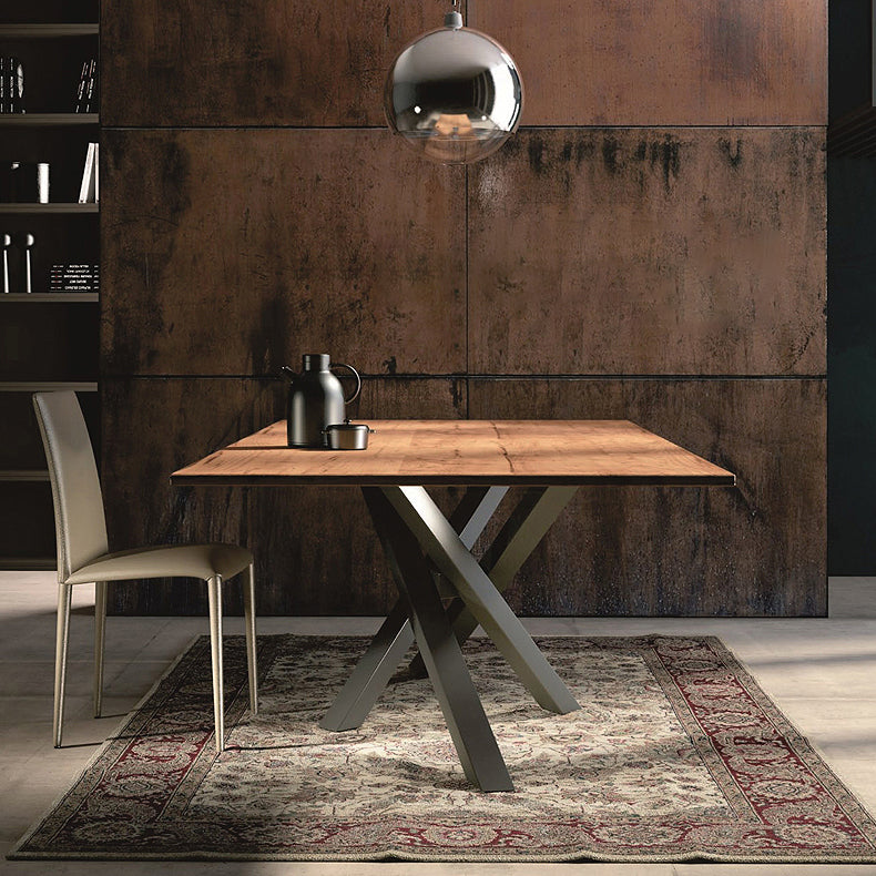 Rectangle Luxury Style Dining Table Solid Wood Fixed Table for Kitchen