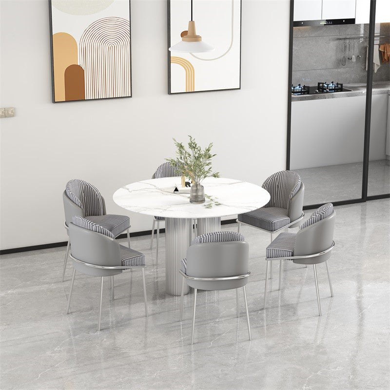 Mesa de comedor de doble pedestal de piedra mesa de comedor estilo simplicidad para el hogar