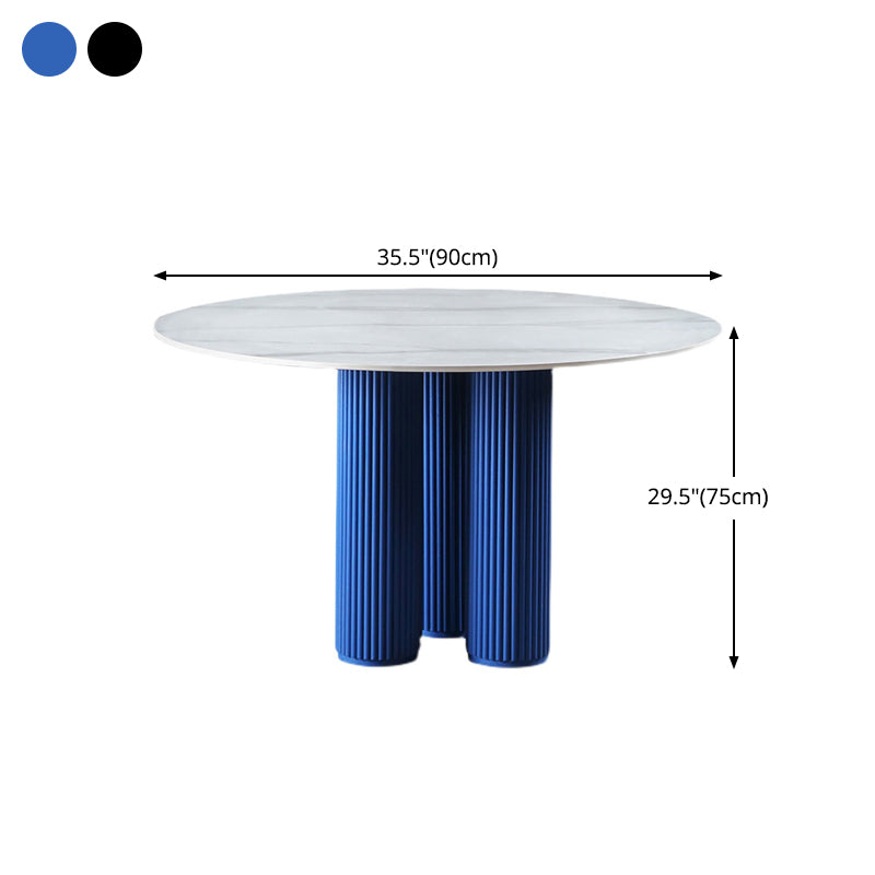 Mesa de comedor de piedra sinterizada Mesa de comedor redonda moderna con base de madera