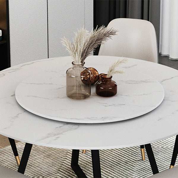 Mesa de comedor de piedra sinterizada Mesa de comedor moderna redonda con marco negro
