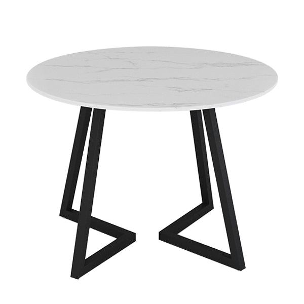 Mesa de comedor de piedra sinterizada Mesa de comedor moderna redonda con marco negro
