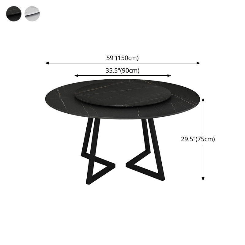Mesa de comedor de piedra sinterizada Mesa de comedor moderna redonda con marco negro