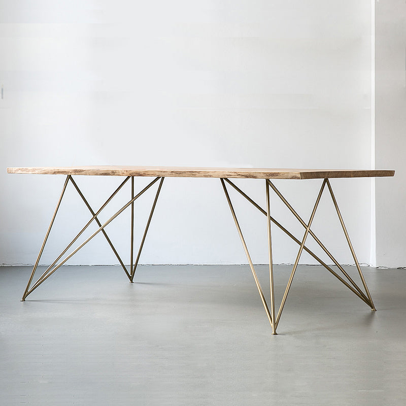Rectangle Shape Luxury Dining Table Solid Wood Fixed Table for Restaurant
