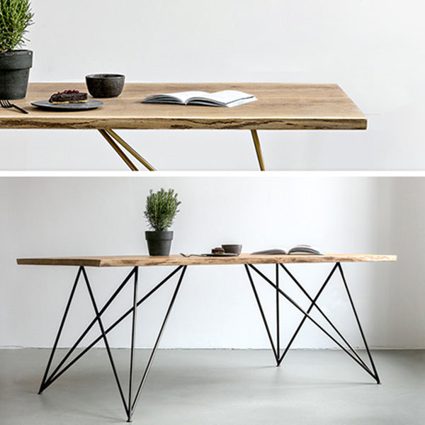 Rectangle Shape Luxury Dining Table Solid Wood Fixed Table for Restaurant