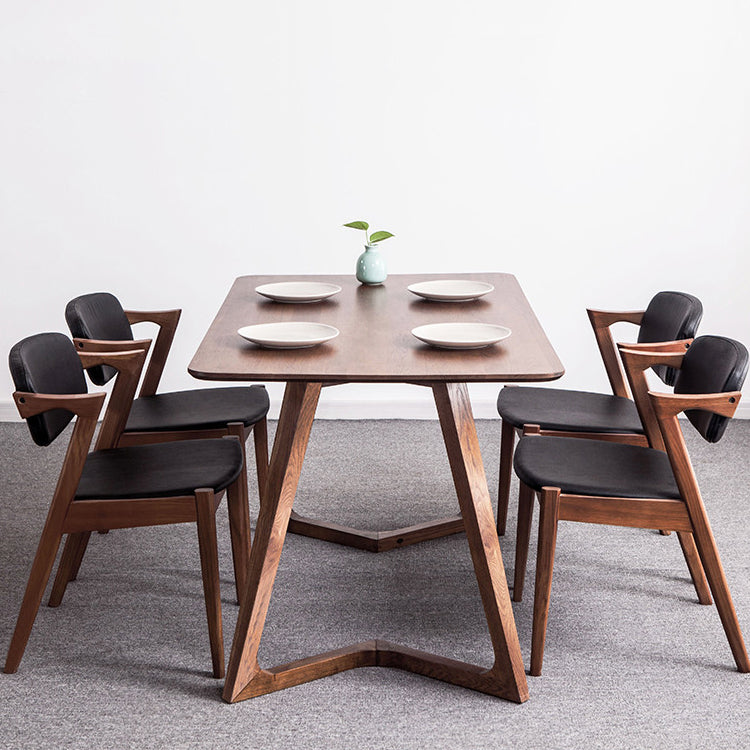 Mesa de comedor fija de madera maciza, moderna, rectangular, con doble pedestal