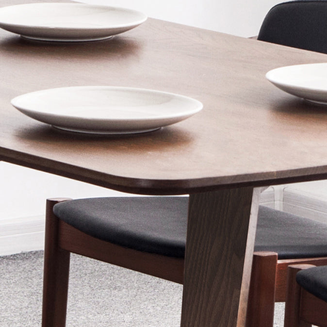 Mesa de comedor fija de madera maciza, moderna, rectangular, con doble pedestal