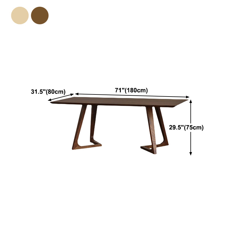 Mesa de comedor fija de madera maciza, moderna, rectangular, con doble pedestal