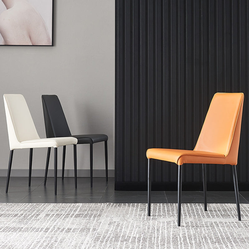 Sillas de comedor sin brazos con respaldo sólido industrial Sillas de comedor de piel sintética