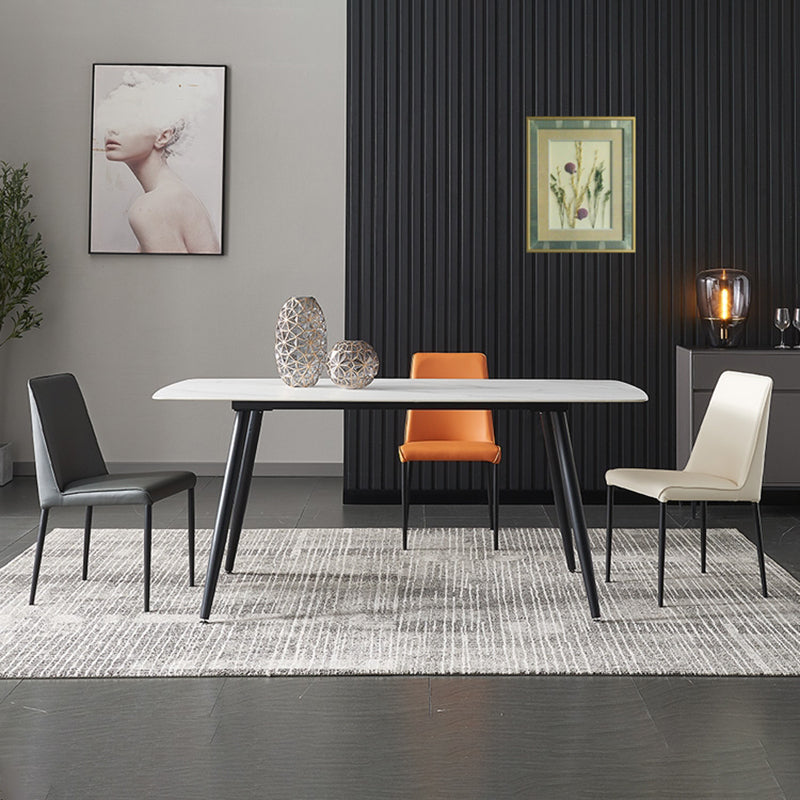 Sillas de comedor sin brazos con respaldo sólido industrial Sillas de comedor de piel sintética