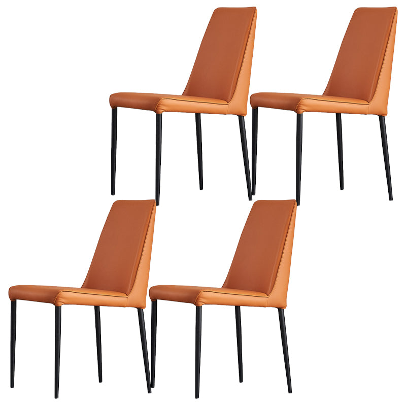 Sillas de comedor sin brazos con respaldo sólido industrial Sillas de comedor de piel sintética