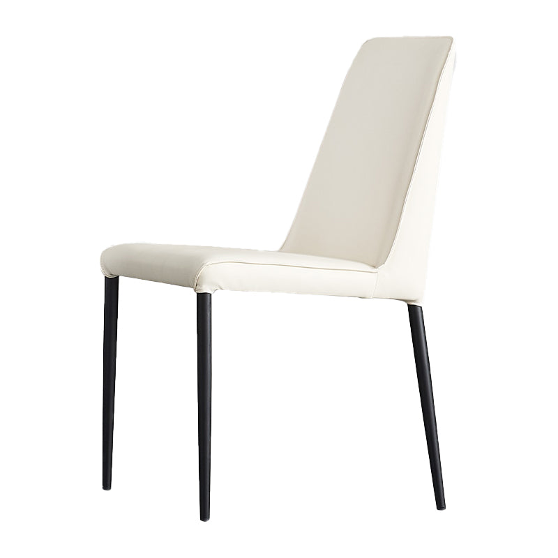 Industrial Solid Back Armless Dining Chairs Faux Leather Dining Chairs