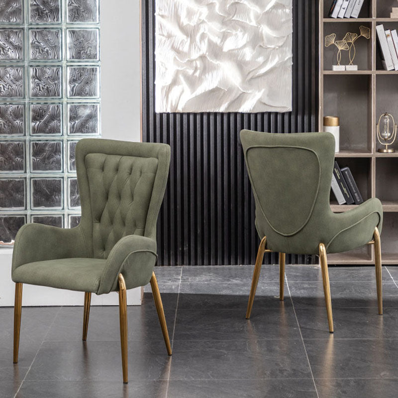 Glam Metal Arm Dining Chair Upholstered Dining Side Chair for Home Use