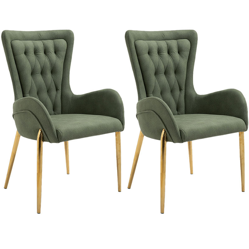 Glam Metal Arm Dining Chair Upholstered Dining Side Chair for Home Use