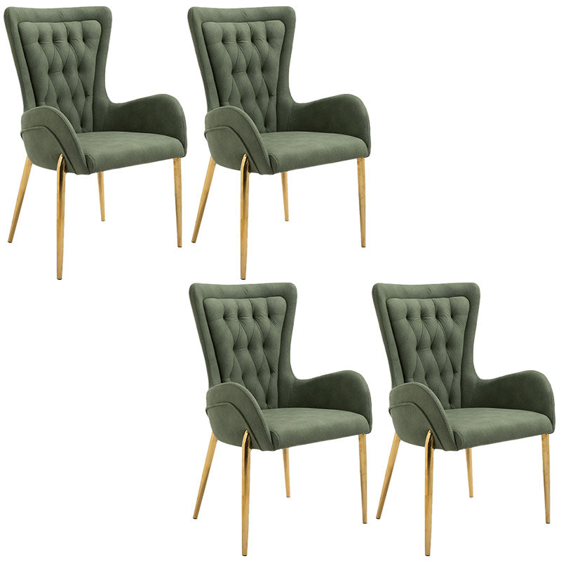 Glam Metal Arm Dining Chair Upholstered Dining Side Chair for Home Use