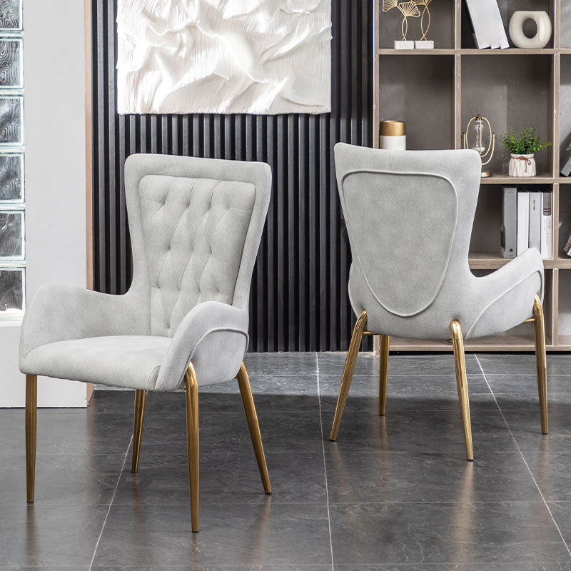 Glam Metal Arm Dining Chair Upholstered Dining Side Chair for Home Use
