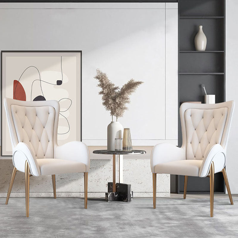 Glam Metal Arm Dining Chair Upholstered Dining Side Chair for Home Use
