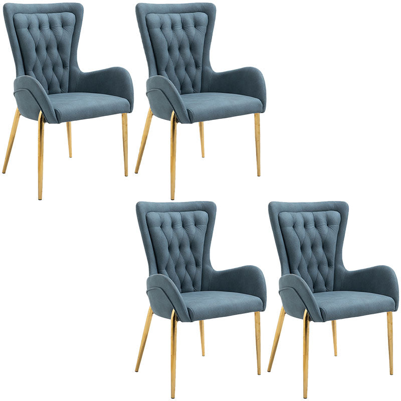 Glam Metal Arm Dining Chair Upholstered Dining Side Chair for Home Use
