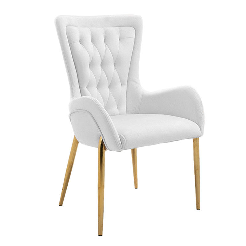 Glam Metal Arm Dining Chair Upholstered Dining Side Chair for Home Use