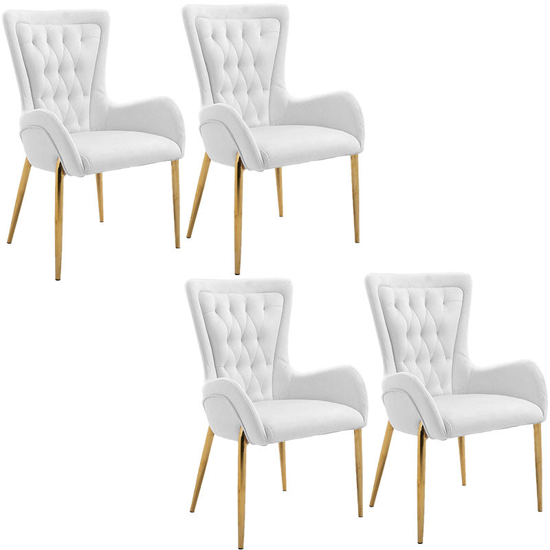 Glam Metal Arm Dining Chair Upholstered Dining Side Chair for Home Use