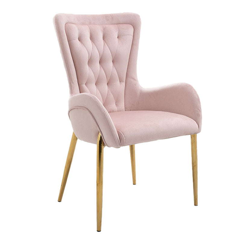 Glam Metal Arm Dining Chair Upholstered Dining Side Chair for Home Use