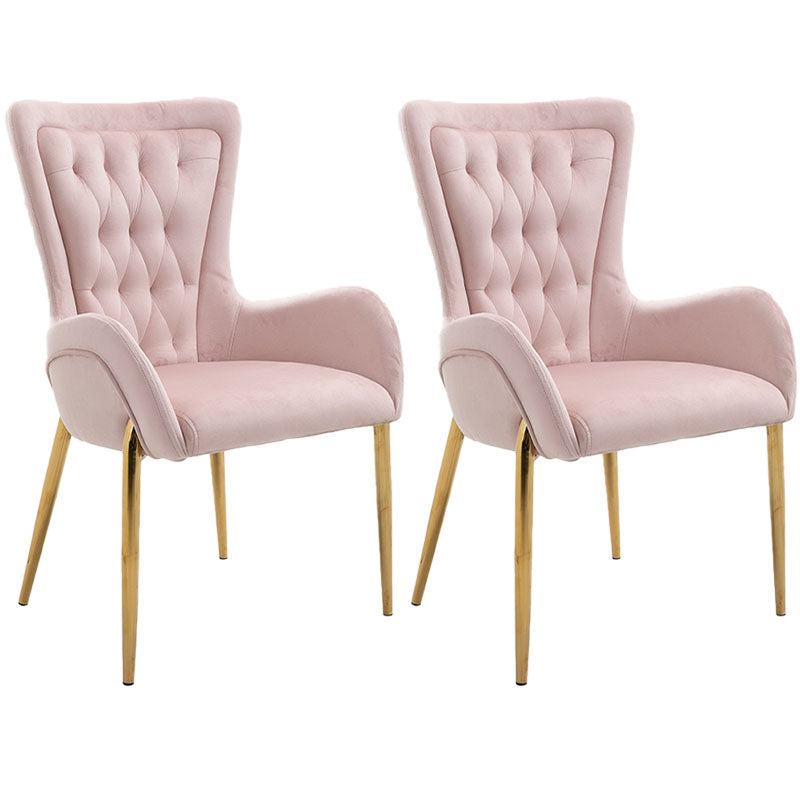 Glam Metal Arm Dining Chair Upholstered Dining Side Chair for Home Use