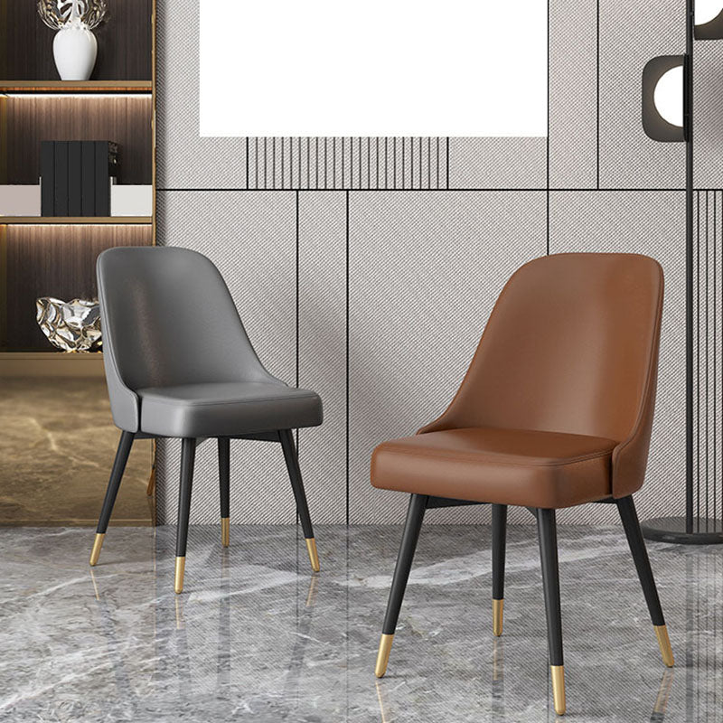 Chaises de salle à manger sans bras à dossier solide de style nordique, chaises de salle à manger en Faux cuir
