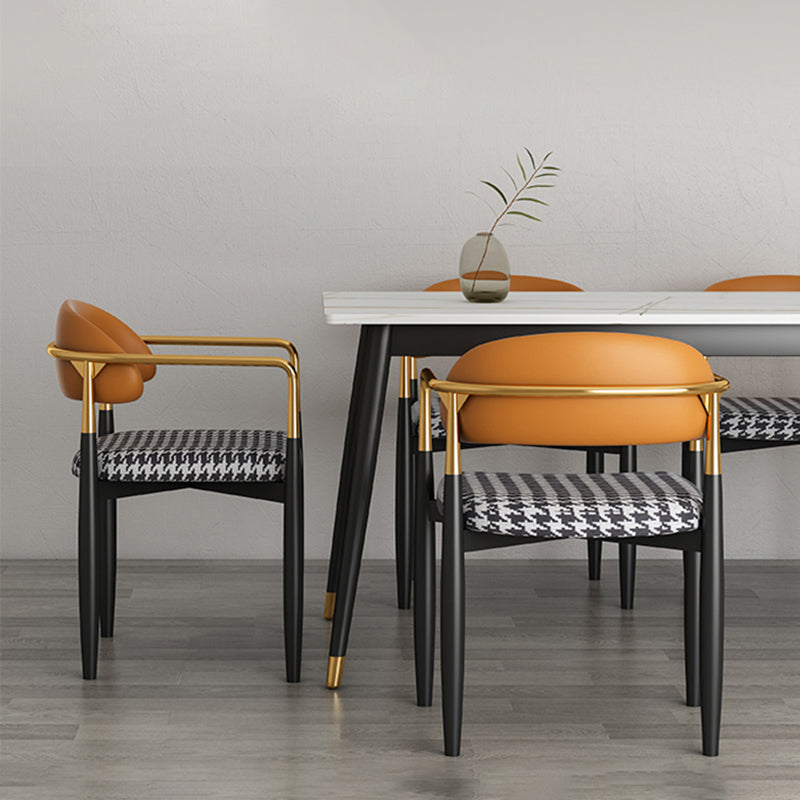 Eigentijdse stijl eetstoelen eetarm open achterstoelen met metalen benen
