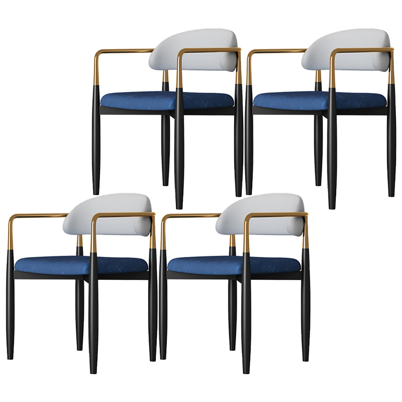 Eigentijdse stijl eetstoelen eetarm open achterstoelen met metalen benen