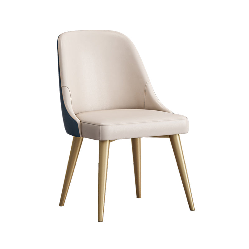 Chaises de salle à manger en Faux cuir de conception nordique, chaise de salle à manger sans bras à dossier solide
